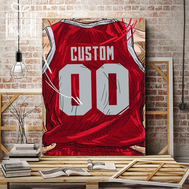 Houston Cougars Jersey Custom Canvas Print Wall Art for Boy Girl Men Women Basketball Personalized Canvas Art